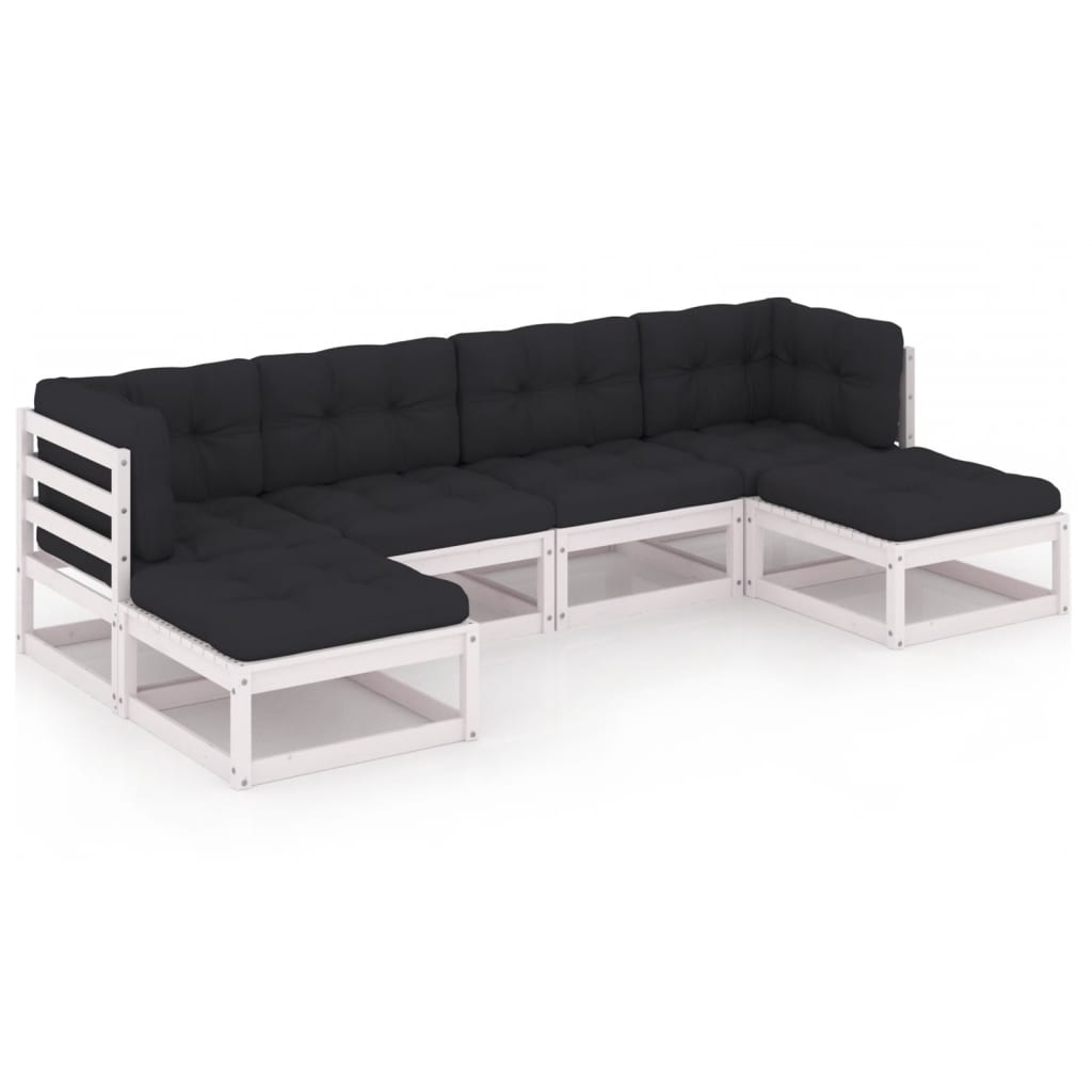 6-tlg. Garten-Lounge-Set mit Kissen Kiefer Massivholz